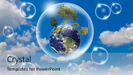  Presentation with eco - Cool new presentation theme with tree and earth in bubble backdrop and a light blue colored foreground