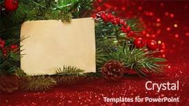  Presentation with christmas tree - Beautiful PPT theme featuring tree banches with blank note backdrop and a tawny brown colored foreground