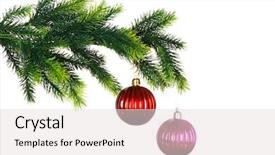  Presentation with white christmas - PPT layouts featuring tree branch - christmas decoration isolated background and a lemonade colored foreground