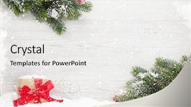  Presentation with fir tree - Audience pleasing slide deck consisting of tree branch covered by snow backdrop and a white colored foreground