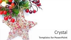  Presentation with design christmas holiday - Audience pleasing presentation theme consisting of tree closeup decorated with star backdrop and a white colored foreground