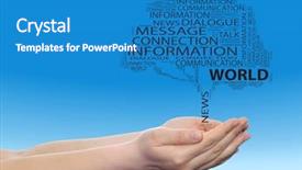  Presentation with facts and myths concept word - Slide deck with tree contact word cloud tagcloud background and a teal colored foreground