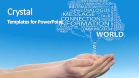  Presentation with internet communication - PPT theme with tree contact word cloud tagcloud background and a teal colored foreground