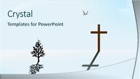  Presentation with dove - Presentation theme enhanced with tree cross and dove background and a sky blue colored foreground
