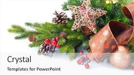  Presentation with red gold white - PPT layouts consisting of tree decorated with baubles ribbon background and a  colored foreground