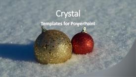  Presentation with christmas balls disco ball - Theme having tree decoration in fresh snow background and a gray colored foreground