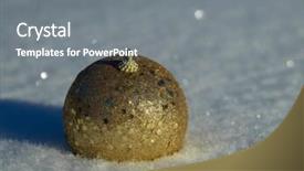  Presentation with christmas balls disco ball - Slide deck featuring tree decoration in fresh snow background and a gray colored foreground