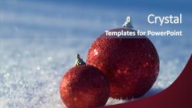  Presentation with christmas tree - PPT theme having tree decoration in fresh snow background and a  colored foreground