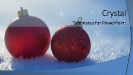  Presentation with christmas balls disco ball - Slides enhanced with tree decoration in fresh snow background and a  colored foreground