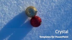  Presentation with christmas balls disco ball - Slide deck enhanced with tree decoration in fresh snow background and a teal colored foreground