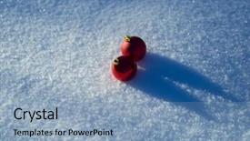  Presentation with christmas balls disco ball - PPT theme with tree decoration in fresh snow background and a light blue colored foreground