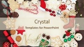  Presentation with winter border - Colorful presentation theme enhanced with tree decorations biscuits cakes fruit backdrop and a lemonade colored foreground