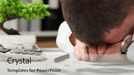  Presentation with financial accounting - Presentation featuring tree diagram - tired businessman sleeping background and a light gray colored foreground