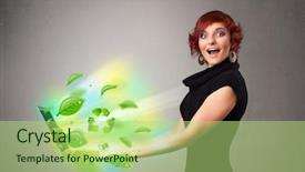  Presentation with holding hands old young - Colorful PPT theme enhanced with tree eco green tech - casual young woman holding notebook backdrop and a  colored foreground