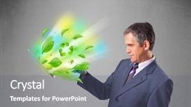  Presentation with recycle glass waste for recycling - Audience pleasing slides consisting of tree eco green tech - handsome businessman holding laptop backdrop and a  colored foreground