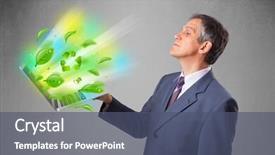  Presentation with environmental - Slide set having tree eco green tech - handsome businessman holding laptop background and a  colored foreground