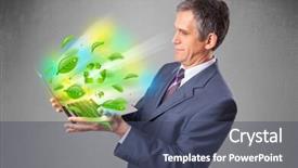  Presentation with recycle - Slide set consisting of tree eco green tech - handsome businessman holding laptop background and a  colored foreground