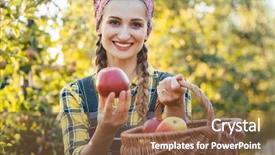 Presentation with patient and nurse holding hands - Slide set consisting of tree farming - farmer woman in fruit orchard background and a tawny brown colored foreground