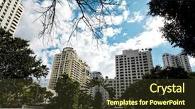  Presentation with modern building - PPT layouts with tree features - close up shot of modern background and a tawny brown colored foreground