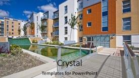  Presentation with gardens - Presentation theme featuring tree features - contemporary development with water feature background and a  colored foreground