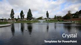  Presentation with water park - Audience pleasing PPT theme consisting of tree features - outdoor park newly renovated park backdrop and a dark gray colored foreground