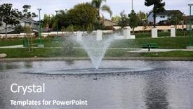  Presentation with inflatable water park - Slides featuring tree features - outdoor park newly renovated park background and a gray colored foreground