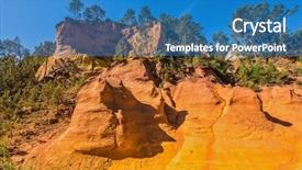  Presentation with unique red chair - Slide deck with tree features - steps for tourists background and a teal colored foreground