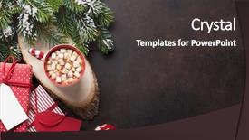  Presentation with fir tree - Cool new presentation with tree gift boxes hot chocolate backdrop and a dark gray colored foreground