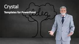  Presentation with composite - Theme with tree growth professional development - composite image of businessman gagged background and a dark gray colored foreground