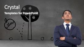  Presentation with composite - Presentation featuring tree growth professional development - composite image of unsmiling asian background and a dark gray colored foreground