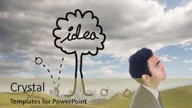  Presentation with businessman standing on mountain top - Slide set enhanced with tree growth professional development - composite image of unsmiling businessman background and a yellow colored foreground