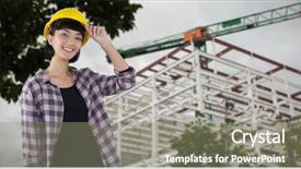  Presentation with professional development - Presentation theme having tree growth professional development - female architect in hard hat background and a gray colored foreground