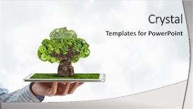  Presentation with green officebuilding man - Theme enhanced with tree growth professional development - man presenting green concept background and a sky blue colored foreground