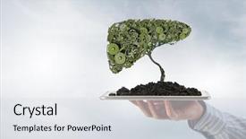  Presentation with green officebuilding man - Presentation design consisting of tree growth professional development - man presenting green concept background and a sky blue colored foreground