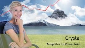  Presentation with scenic - Presentation design consisting of tree growth professional development - portrait of smiling businesswoman sitting background and a mint green colored foreground