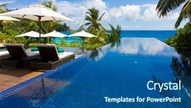  Presentation with rest - Amazing PPT layouts having tree house - hotel rest exotic backdrop and a ocean colored foreground