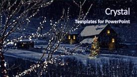  Presentation with cabin - PPT layouts consisting of tree house - snowy winter scene background and a wine colored foreground