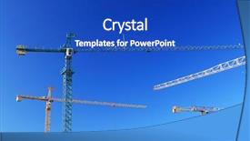  Presentation with construction cranes - Slide set consisting of tree house civil - cranes on a construction site background and a cobalt blue colored foreground