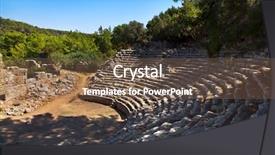  Presentation with amphitheater - PPT theme consisting of human hands keep a natural nest with a red heart inside and a child tries to reach this nest family bonds protection security hope solidarity background and a gray colored foreground.