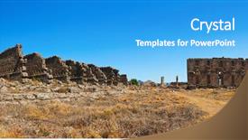  Presentation with archaeology - Presentation design with tree house civil - ruins at aspendos in antalya background and a  colored foreground