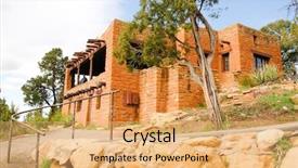  Presentation with spruce - Theme consisting of tree house hillside and visitor background and a yellow colored foreground