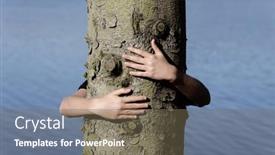  Presentation with water conservation - Presentation theme enhanced with tree-hugging-little-boy-giving background and a violet colored foreground