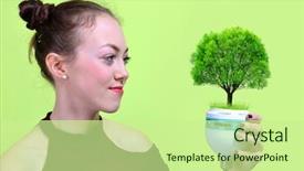  Presentation with green energy - Beautiful slide deck featuring tree in hand green backdrop and a soft green colored foreground