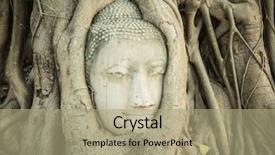  Presentation with fig tree - Audience pleasing presentation theme consisting of tree in wat mahathat ayutthaya backdrop and a mint green colored foreground