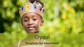  Presentation with king crown - Amazing presentation theme having tree king - portrait of a mixed-race girl backdrop and a gold colored foreground