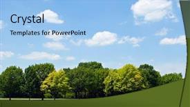  Presentation with blue line - Cool new presentation design with tree line with sky backdrop and a light blue colored foreground