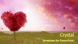  Presentation with heart flowers - Slide deck with tree of love in spring background and a tawny brown colored foreground