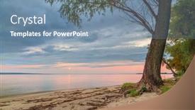  Presentation with pond - Slide set with tree-on-pond-shore background and a seafoam green colored foreground