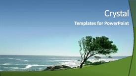 Presentation with solar tree evening landscape - PPT theme consisting of tree on the sea landscaped background and a  colored foreground