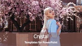  Presentation with plus size fashion model - Presentation design enhanced with tree outdoor on the city background and a  colored foreground